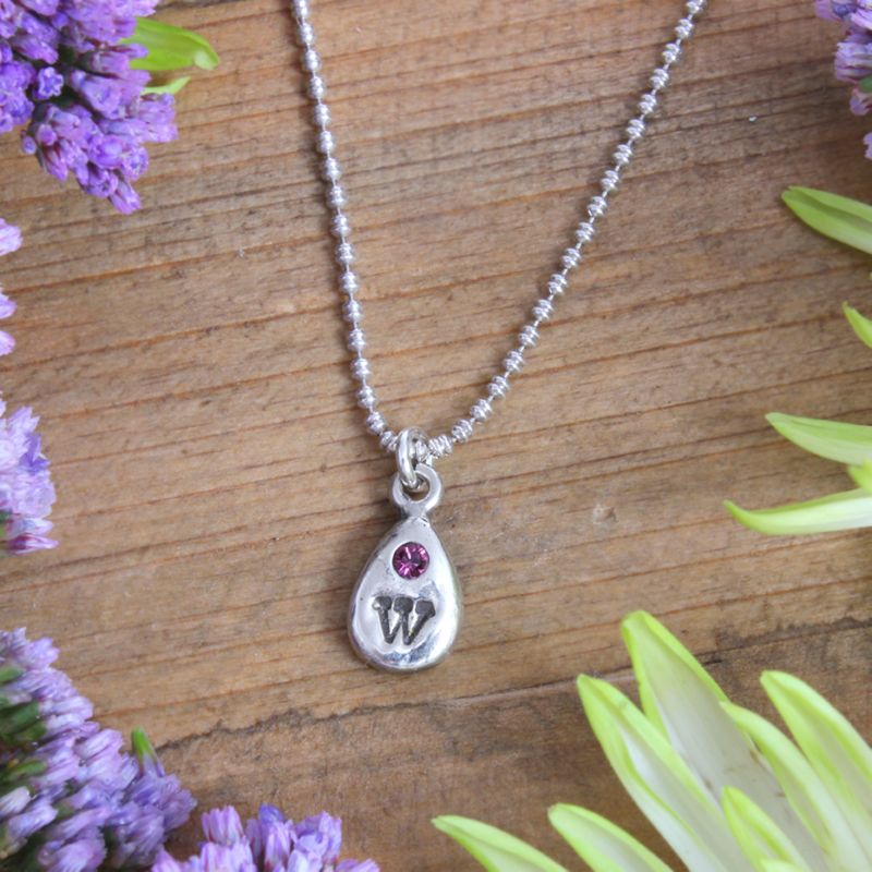 Initial Birthstone Charm Necklace